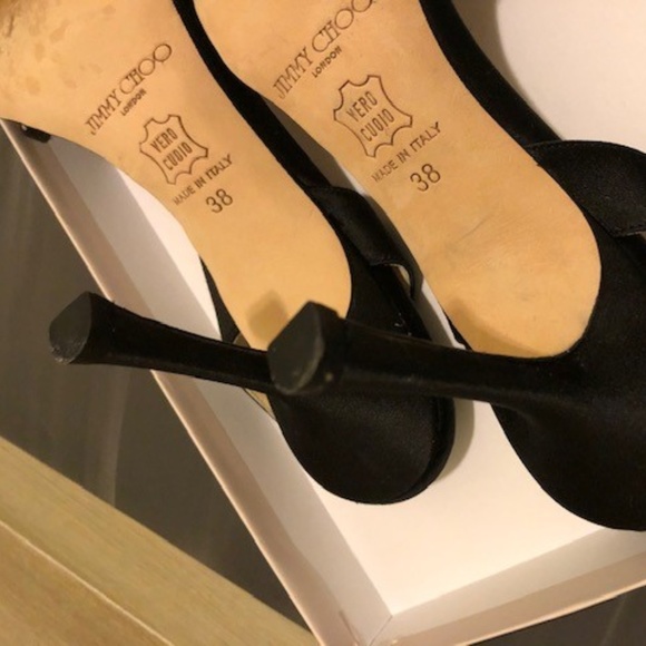 Jimmy Choo Black Satin SANDALS - Picture 6 of 7
